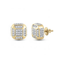  10k Gold Diamond Cushion Cluster Earrings 1/4 Cttw