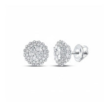  14k White Gold Diamond Halo Cluster Earrings 1 Cttw