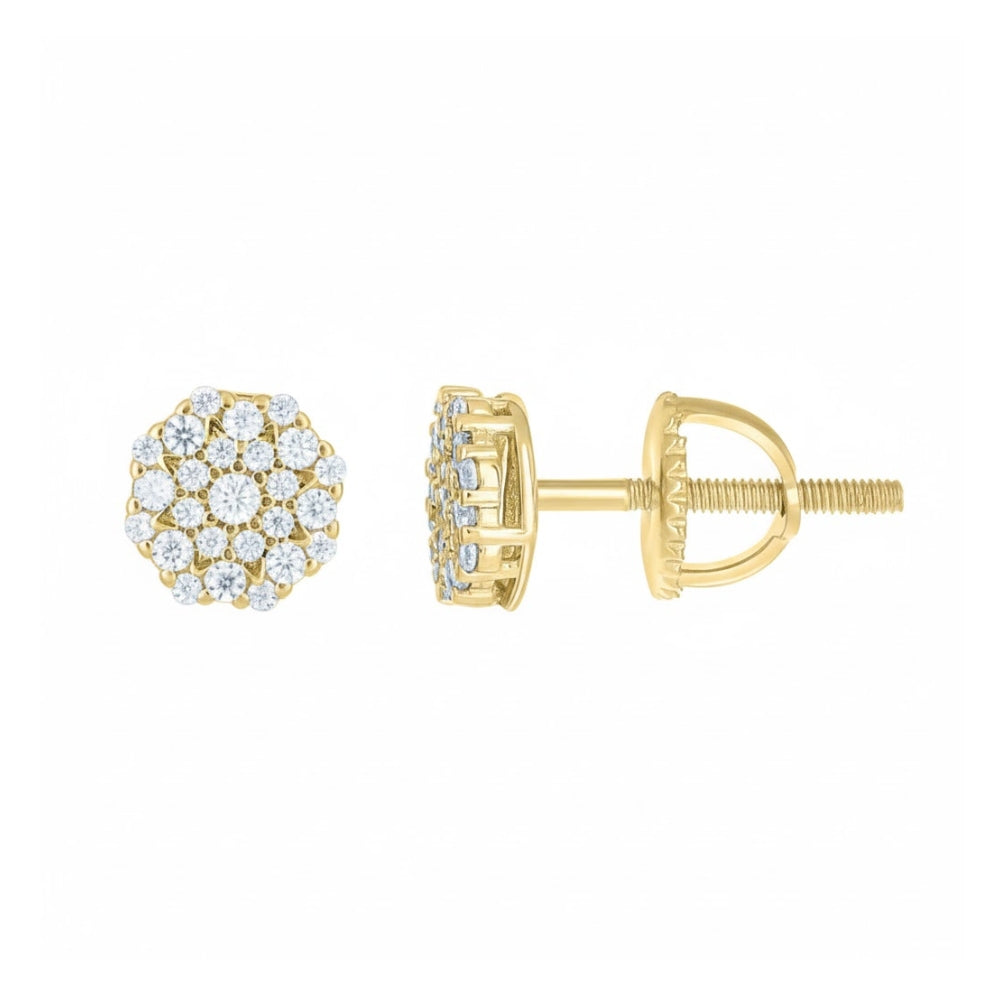 Yellow-Tone Moissanite Round Stud Earrings | 925 Silver