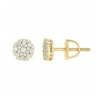 Yellow-Tone Moissanite Round Stud Earrings | 925 Silver close-up detail - GOLDZENN