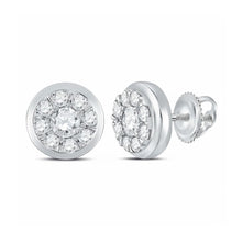  14k White Gold Diamond Cluster Stud Earrings 1 Cttw