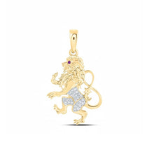  10K Yellow Gold Lion Pendant 1/8 CTW Diamond Charm