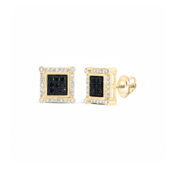 Pendientes cuadrados de diamantes negros en oro blanco de 10 quilates (1/4 quilates)