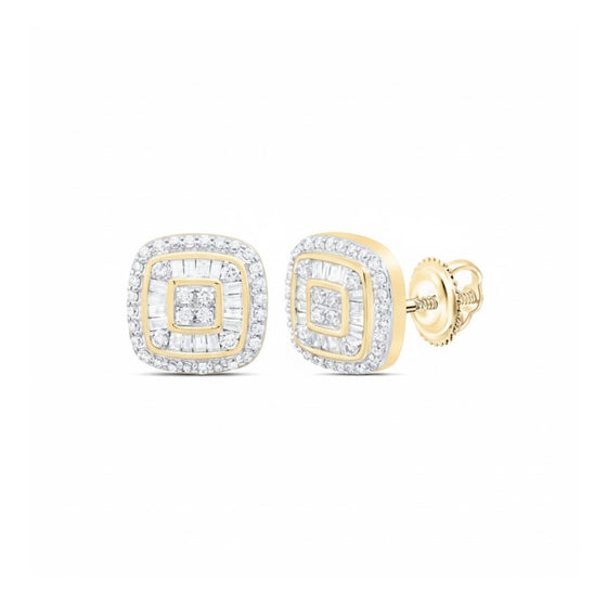 3/4 CTW Cushion Diamond Men’s Earring 10k Yellow Gold