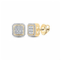  10k Yellow Gold Round Diamond Square Earrings 5/8 Cttw