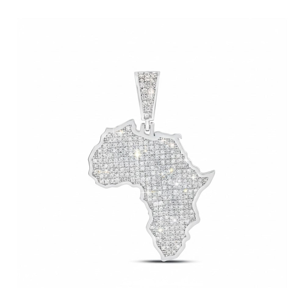 Sterling Silver Diamond Africa Pendant 1 Cttw