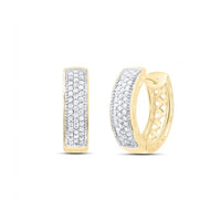 1/3CTW Diamond Hoop Earrings in 10K Yellow Gold close-up detail - GOLDZENN