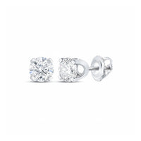 14k White Gold Diamond Solitaire Earrings 1/5 Cttw close-up detail - GOLDZENN