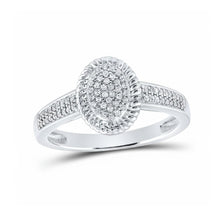  10k White Gold Diamond Oval Ring 1/5 Cttw