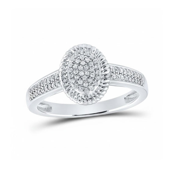 10k White Gold Diamond Oval Ring 1/5 Cttw