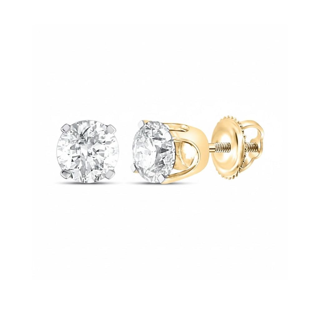 14k Yellow Gold Diamond Solitaire Stud Earrings 3/8 Cttw