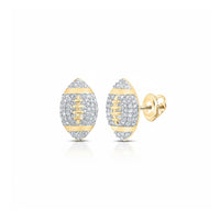 10k Gold Diamond Football Earrings 1/3 Cttw close-up detail - GOLDZENN