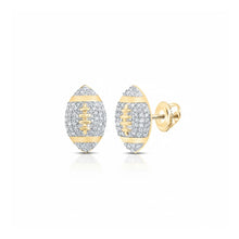  10k Gold Diamond Football Earrings 1/3 Cttw