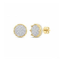 1CTW Natural Diamond P1 Round Men's Earring 10K Gold close-up detail - GOLDZENN