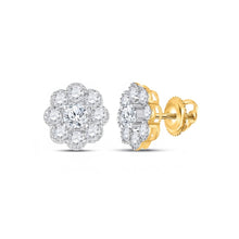  14K Gold Diamond Flower Cluster Earrings 2 Cttw