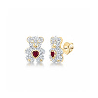 1/2CTW Teddy Bear Diamond Earrings in 10K Gold close-up detail - GOLDZENN