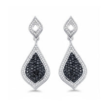  Pendientes colgantes de oro blanco de 10 quilates con diamantes negros (2 quilates)