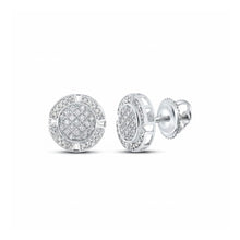  10k White Gold Diamond Circle Earrings 1/5 Cttw
