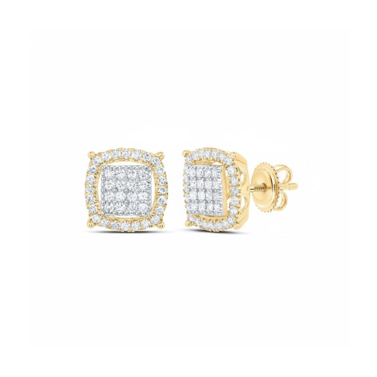 Men’s Diamond Earring 3/8 CT in 10k Yellow Gold close-up detail - GOLDZENN