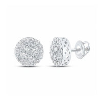 10k Gold Diamond Cluster Earrings 7/8 Cttw close-up detail - GOLDZENN