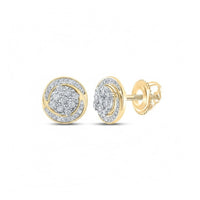 10k Gold Diamond Cluster Earrings 1/5 Cttw close-up detail - GOLDZENN