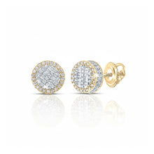  10k Yellow Gold Baguette Diamond Circle Earrings