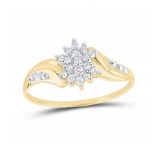  10k Yellow Gold Diamond Cluster Ring 1/8 Cttw