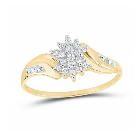 10k Yellow Gold Diamond Cluster Ring 1/8 Cttw