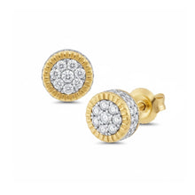  10k Yellow Gold Diamond Flower Cluster Earrings 3/4 Cttw