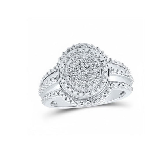 10K White Gold Diamond Cluster Ring 1/8 Cttw