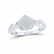  10k White Gold Diamond Offset Square Ring 1/12 Cttw