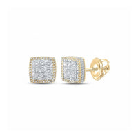 10k Yellow Gold Baguette Diamond Earrings 1 Cttw close-up detail - GOLDZENN