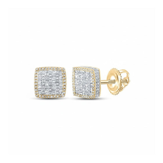 10k Yellow Gold Baguette Diamond Earrings 1 Cttw
