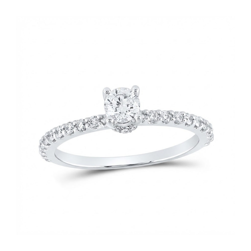 14k White Gold Round Diamond Solitaire Bridal Ring