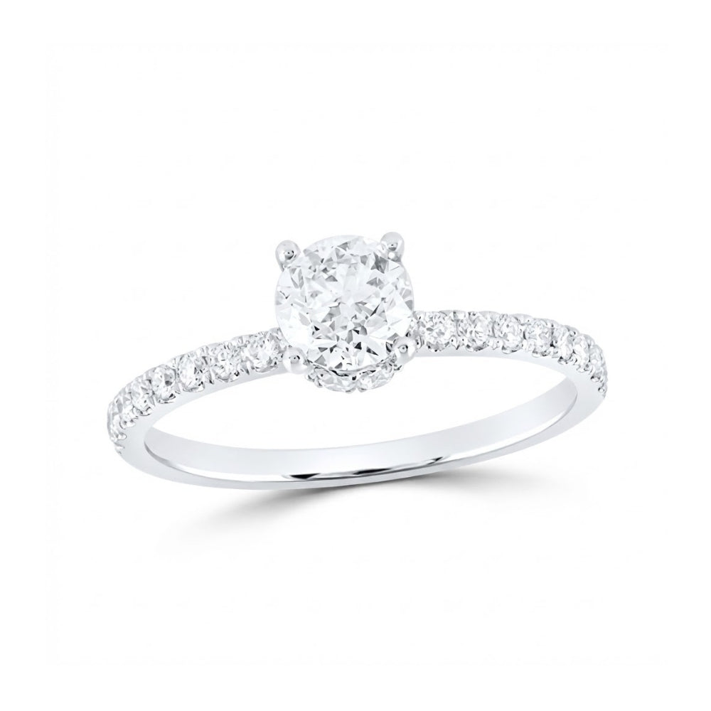 14K White Gold Round Diamond Solitaire Engagement Ring