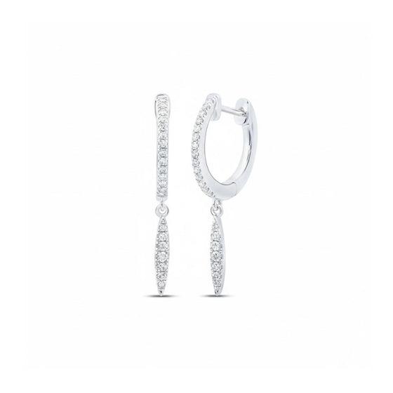 Pendientes de aro con diamantes redondos de 1/6CTW - Oro amarillo de 10K