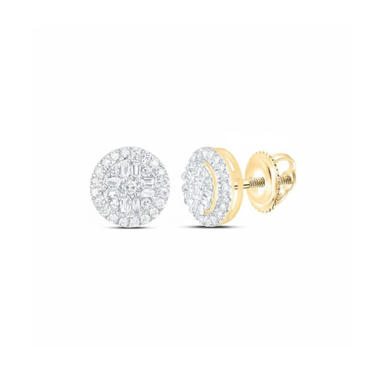 1/4CTW Natural Diamond Round Earrings 10k Gold close-up detail - GOLDZENN