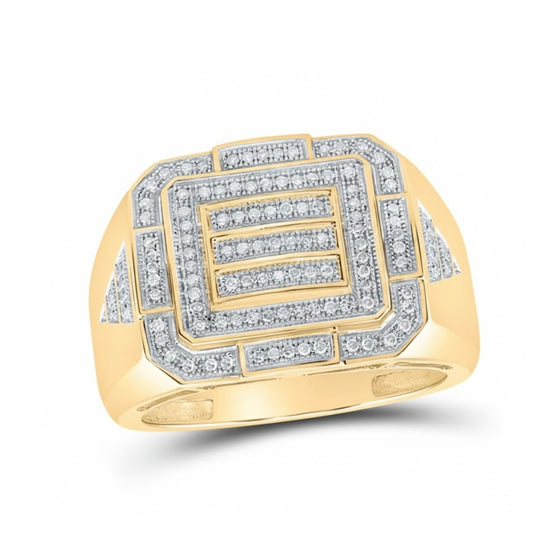 10k Yellow Gold Diamond Cluster Ring 1/3 Cttw