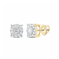 10k Gold Round Diamond Cluster Earrings 1/3 Cttw close-up detail - GOLDZENN