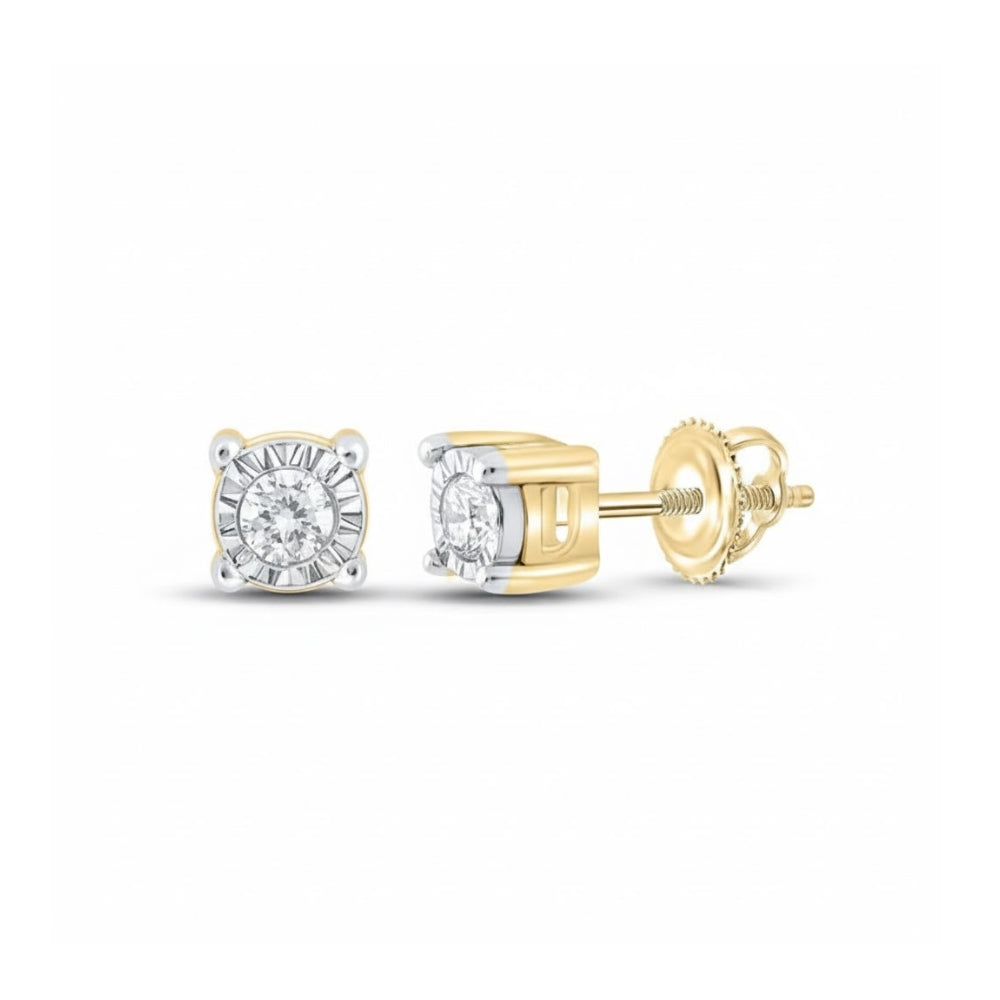 10k Yellow Gold Diamond Stud Earrings 1/20 Cttw