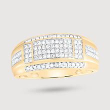  Rectangle Diamond Band Men's Ring in 10k Yellow Gold. Featuring 1/2ct Natural Diamonds. | GOLDZENN