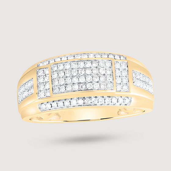 Rectangle Diamond Band Men's Ring in 10k Yellow Gold. Featuring 1/2ct Natural Diamonds. | GOLDZENN