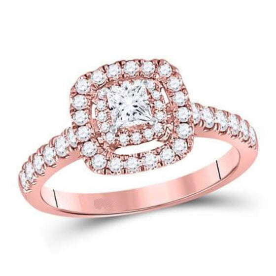 3/4CTW Princess Diamond Solitaire Bridal Engagement Ring- 14K Rose Gold