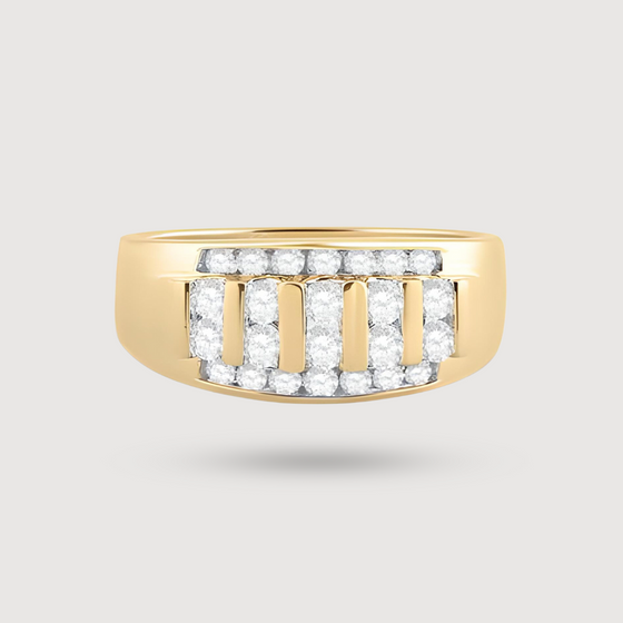 Ribbed 1ctw Diamond Ring - 14k Yellow Gold