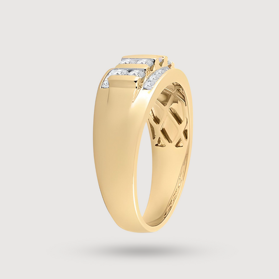 Ribbed 1ctw Diamond Ring - 14k Yellow Gold