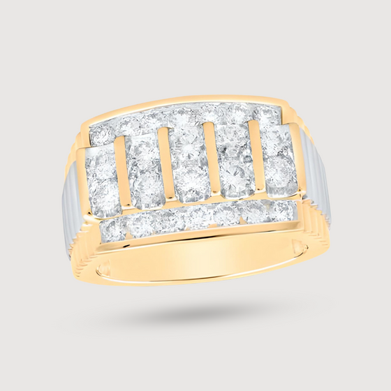 Ribbed Shank 2ctw Diamond Ring - 14k Yellow Gold