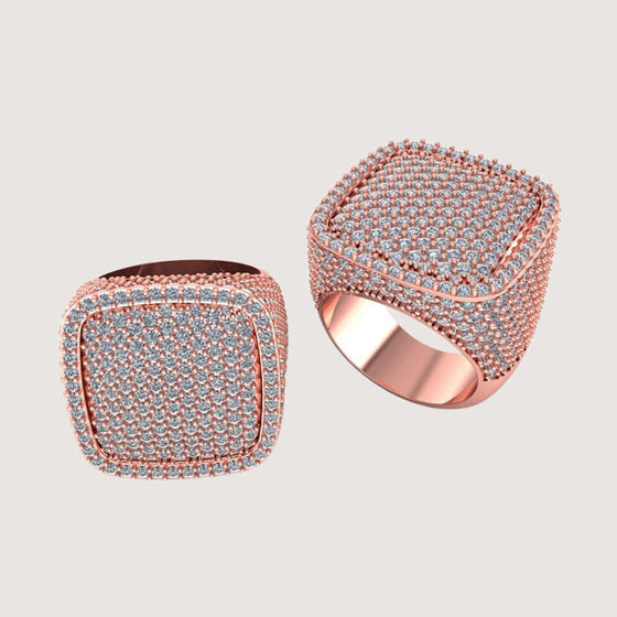 Iced Cushion Diamond Ring in Rose Gold with 6.48 CT Lab-Grown Diamonds