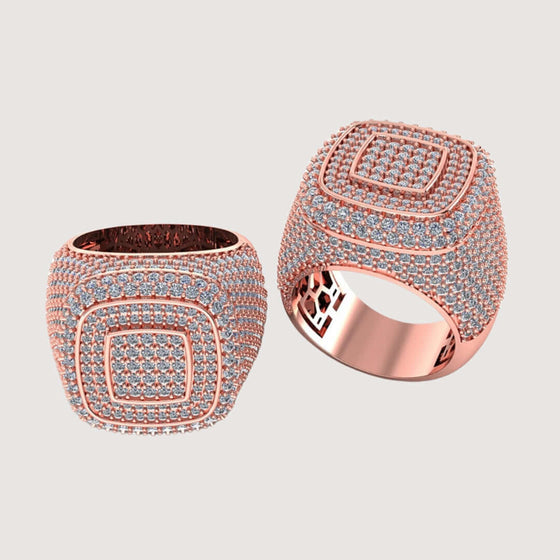 Layered Square Diamond Ring in Rose Gold with 6.23 CT Lab-Grown Diamonds