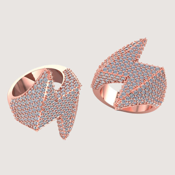 Lightning Strike Diamond Ring in Rose Gold with 4.40 CT Lab-Grown Diamonds