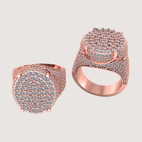 Round Pavé Diamond Ring in Rose Gold with 4.58 CT Lab-Grown Diamonds